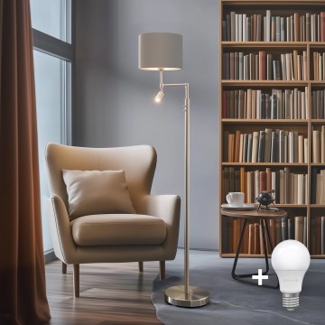 Eglo - Podna LED lampa TUNJA 1xE27/60W/230V + LED/2,1W pr. 30 cm krom/taupe