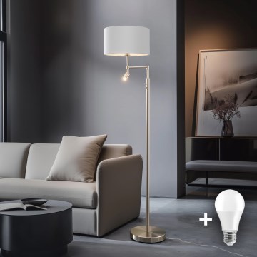 Eglo - Podna LED lampa TUNJA 1xE27/60W/230V + LED/2,1W pr. 38 cm krom/bela