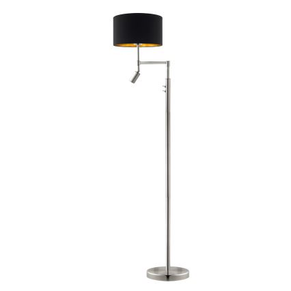 Eglo - Podna LED lampa TUNJA 1xE27/60W/230V + LED/2,1W pr. 38 cm krom/crno
