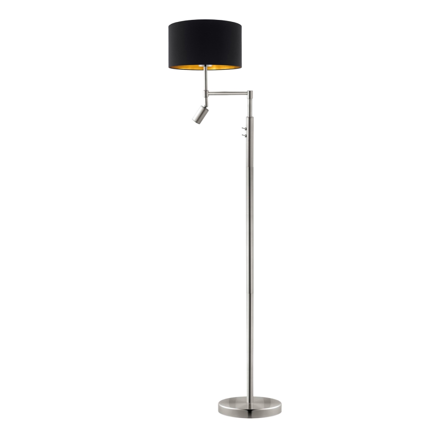 Eglo - Podna LED lampa TUNJA 1xE27/60W/230V + LED/2,1W pr. 38 cm krom/crno