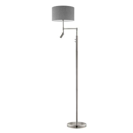 Eglo - Podna LED lampa TUNJA 1xE27/60W/230V + LED/2,1W pr. 38 cm krom/sivo