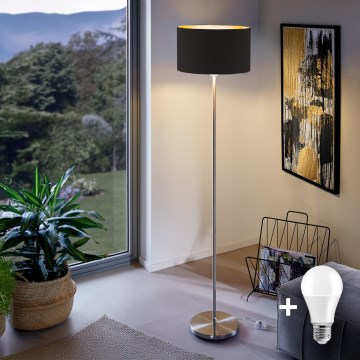 Eglo - Podna LED lampa TUNJA 1xE27/60W/230V mat krom/crno