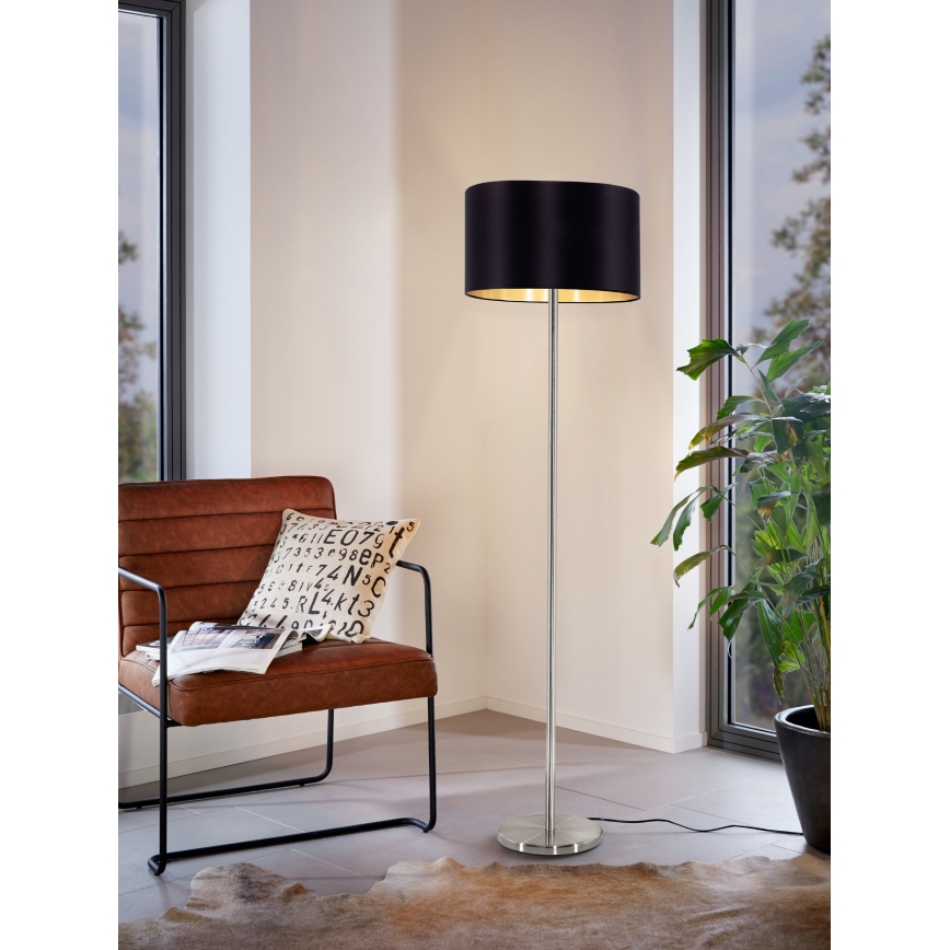 Eglo - Podna LED lampa TUNJA 1xE27/60W/230V mat krom/crno