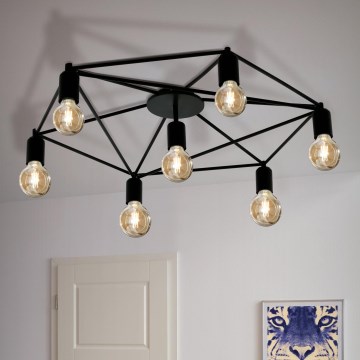 Eglo - Prikačeni luster 7xE27/60W/230V crno