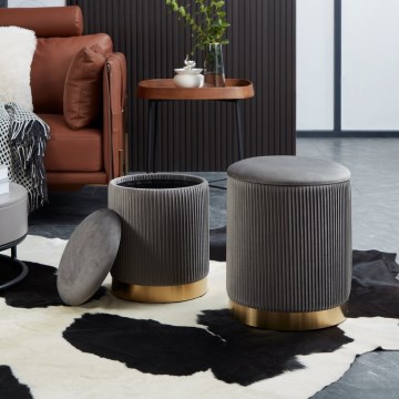 Eglo - SET 2x Tabure prečnik 31,5/36 cm siva/zlatna