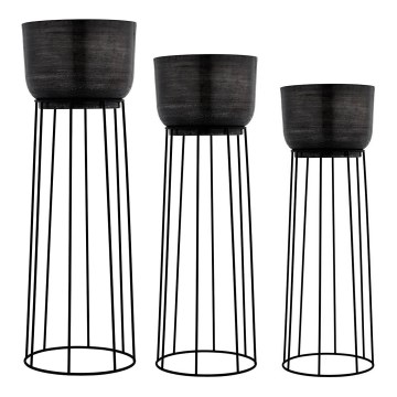 Eglo - Set 3x Metalna saksija crno