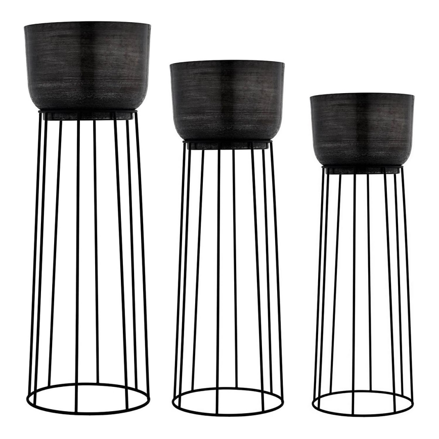 Eglo - Set 3x Metalna saksija crno