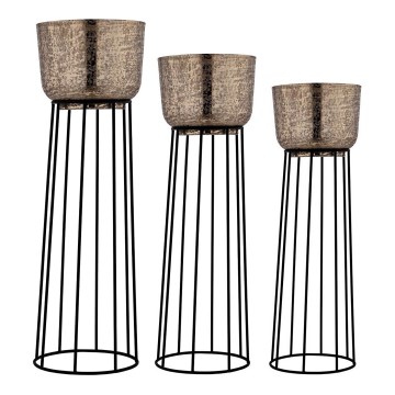 Eglo - Set 3x Metalna saksija crno/zlatna