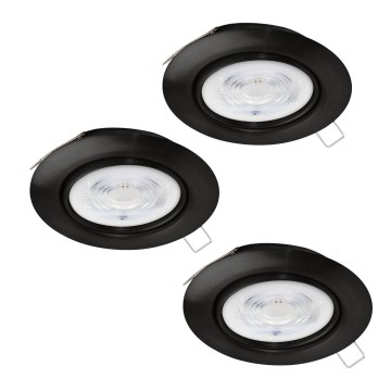 Eglo - Set 3xLED ugradbena lampa za kupatilo 1xGU10/4W/230V IP44 crno