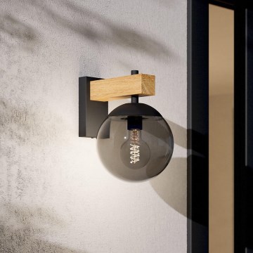 Eglo - Spoljašnja zidna lampa 1xE27/40W/230V crno/drvo IP44