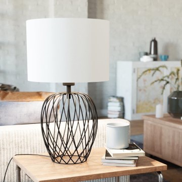 Eglo - Stona lampa 1xE27/40W/230V bela