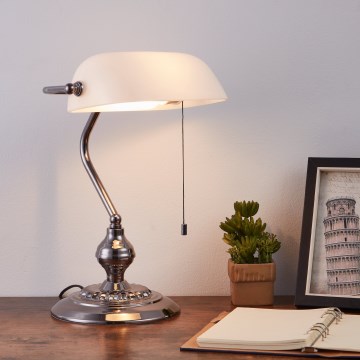 Eglo - Stona lampa 1xE27/60W/230V bela/sjajni krom