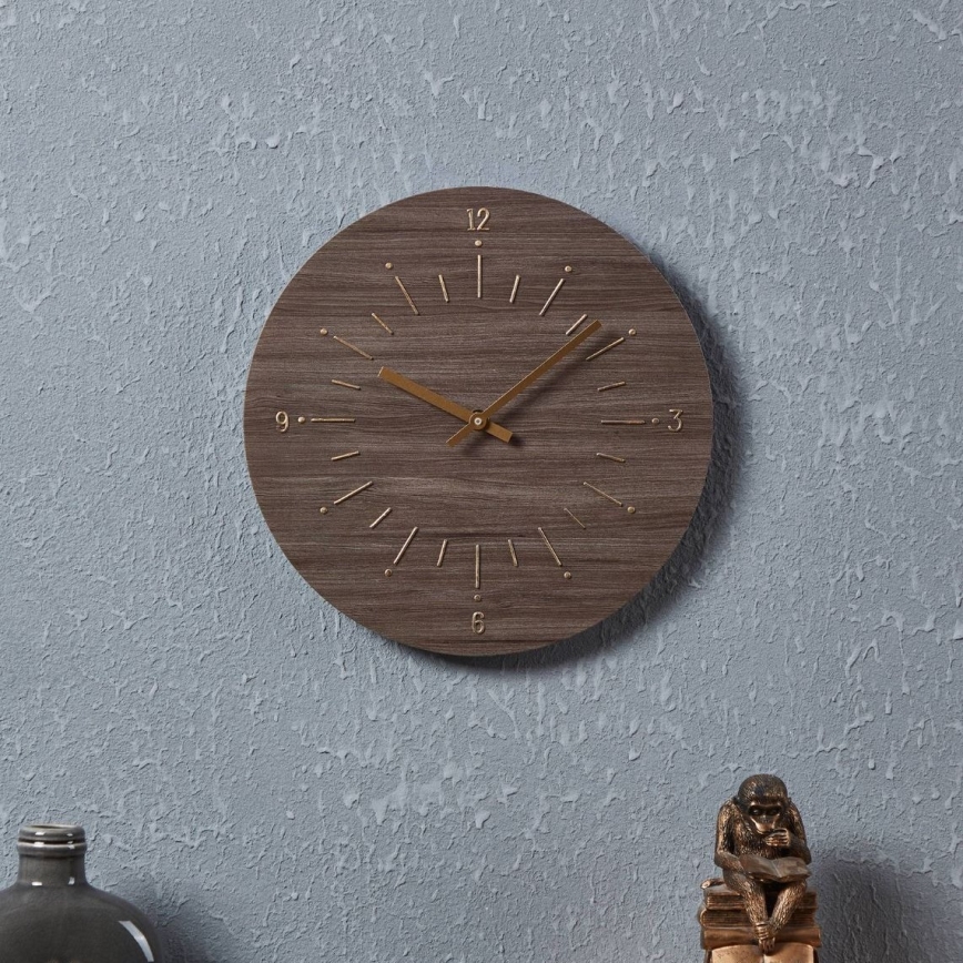 Eglo - Zidni sat 1xAA, prečnik 30 cm, braon