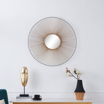 Eglo - Zidno ogledalo prečnika 76 cm, zlatno/crno