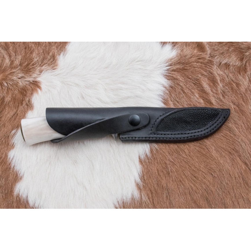 Ekskluzivan damaščanski nož 13 cm serpentinit/sobov rog