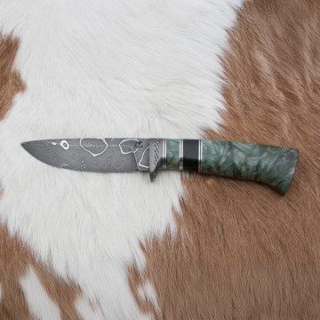 Ekskluzivan nož od damaškog čelika 11,6 cm javor/ebenovina