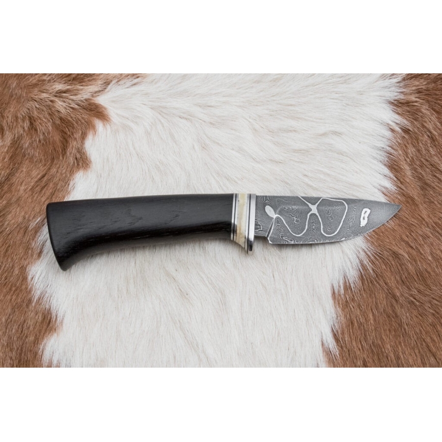 Ekskluzivni damaščanski nož 8,6 cm hrast/velbludova kost