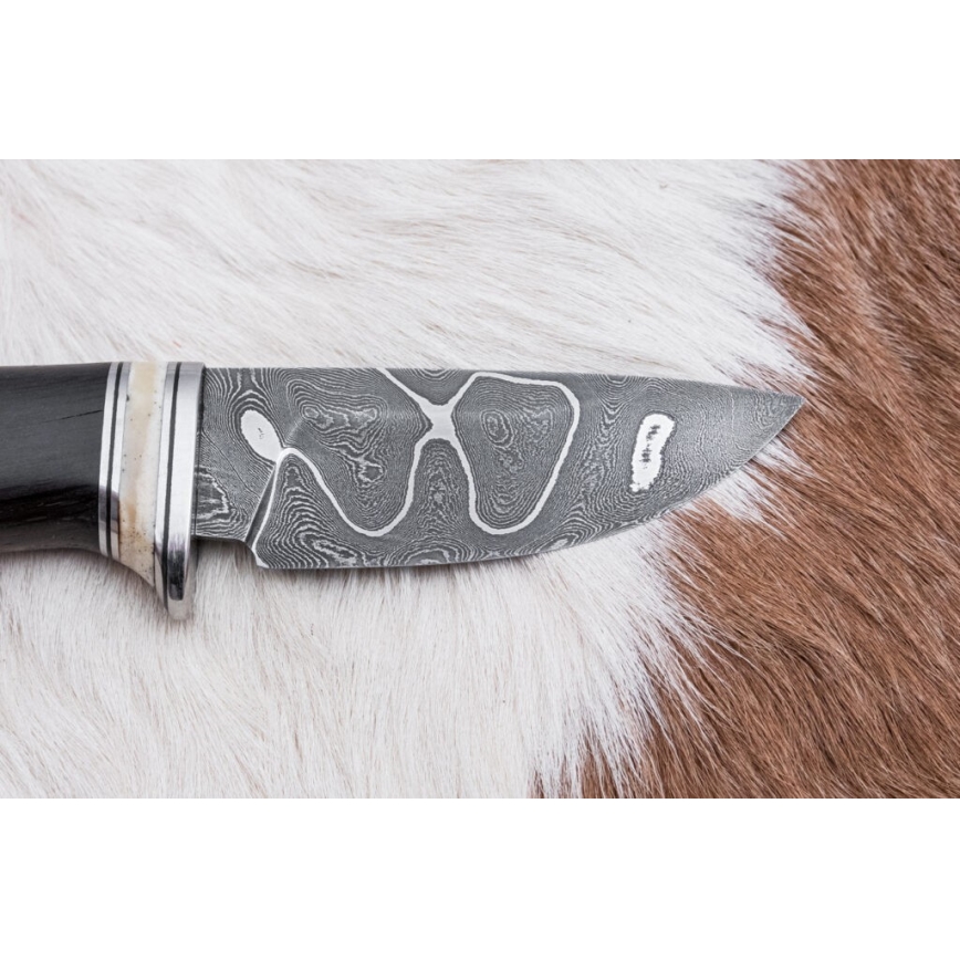 Ekskluzivni damaščanski nož 8,6 cm hrast/velbludova kost