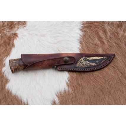 Ekskluzivni damask nož 14,4 cm kesten/mamutov zub