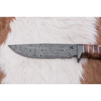 Ekskluzivni damask nož 14,4 cm kesten/mamutov zub