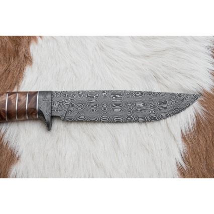 Ekskluzivni damask nož 14,4 cm kesten/mamutov zub