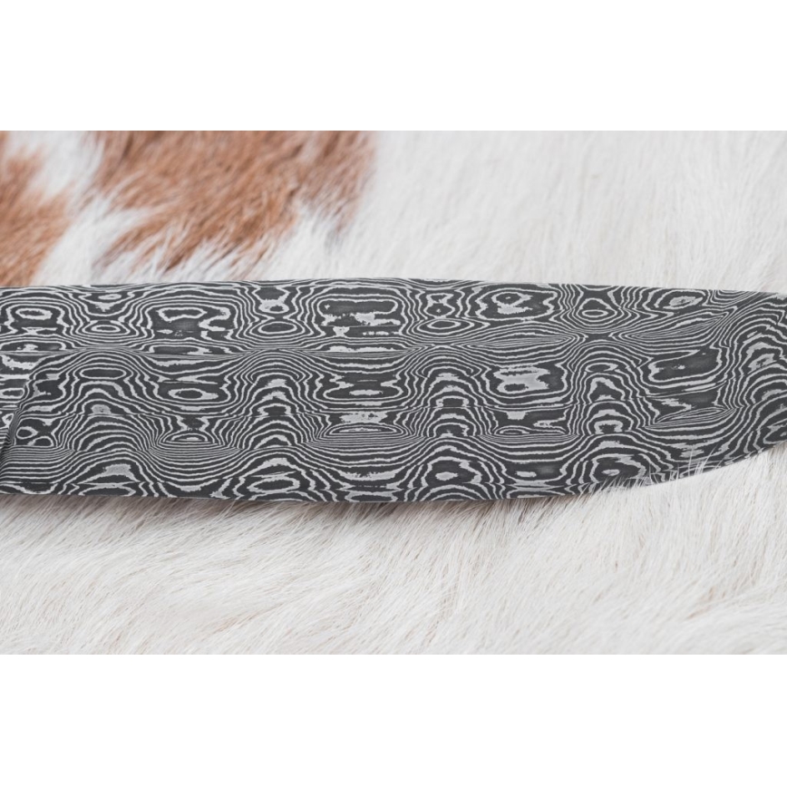 Ekskluzivni damask nož 14,4 cm kesten/mamutov zub