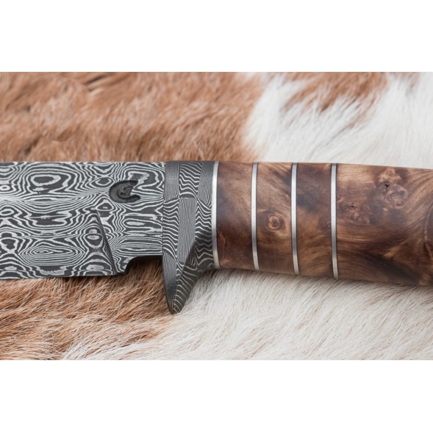 Ekskluzivni damaškov nož 14,4 cm kesten/mamutov zub