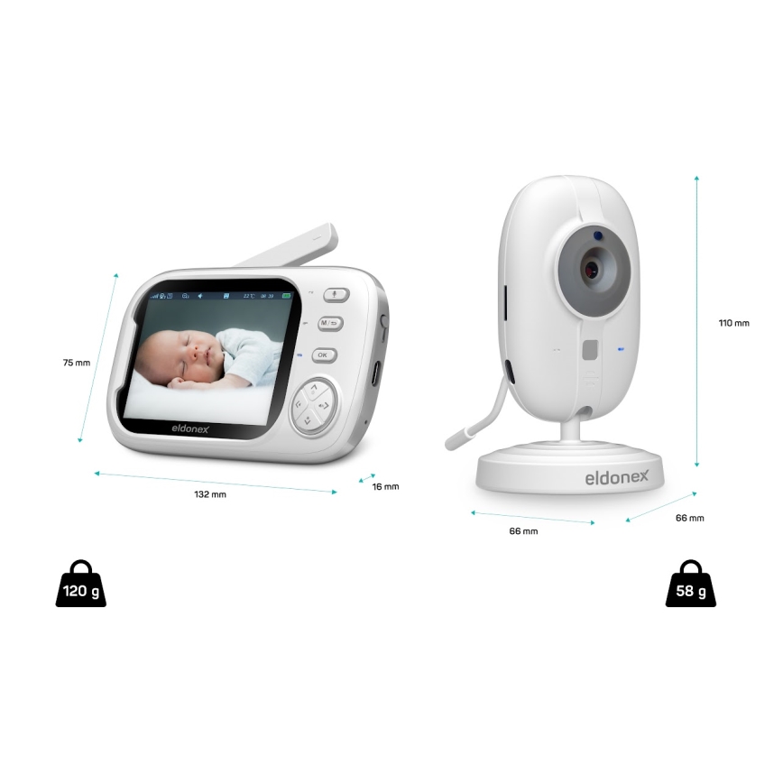 ELDONEX EBM-1010-WH - Monitor za bebe 5V/2000 mAh