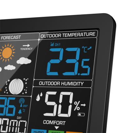 ELDONEX EWS-1010-BK - Meteostanica sa LCD displejem 2xAAA crna