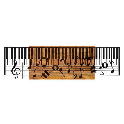 Elegantna zidna dekoracija 100x30 cm – klavir, drvo/metal