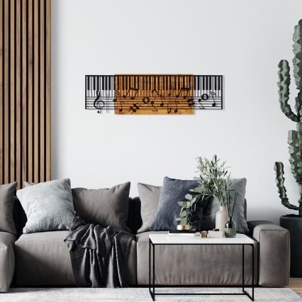 Elegantna zidna dekoracija 100x30 cm – klavir, drvo/metal