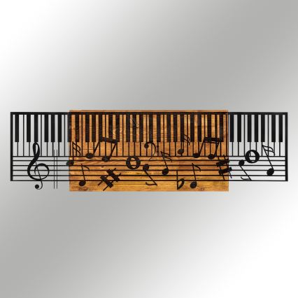 Elegantna zidna dekoracija 100x30 cm – klavir, drvo/metal