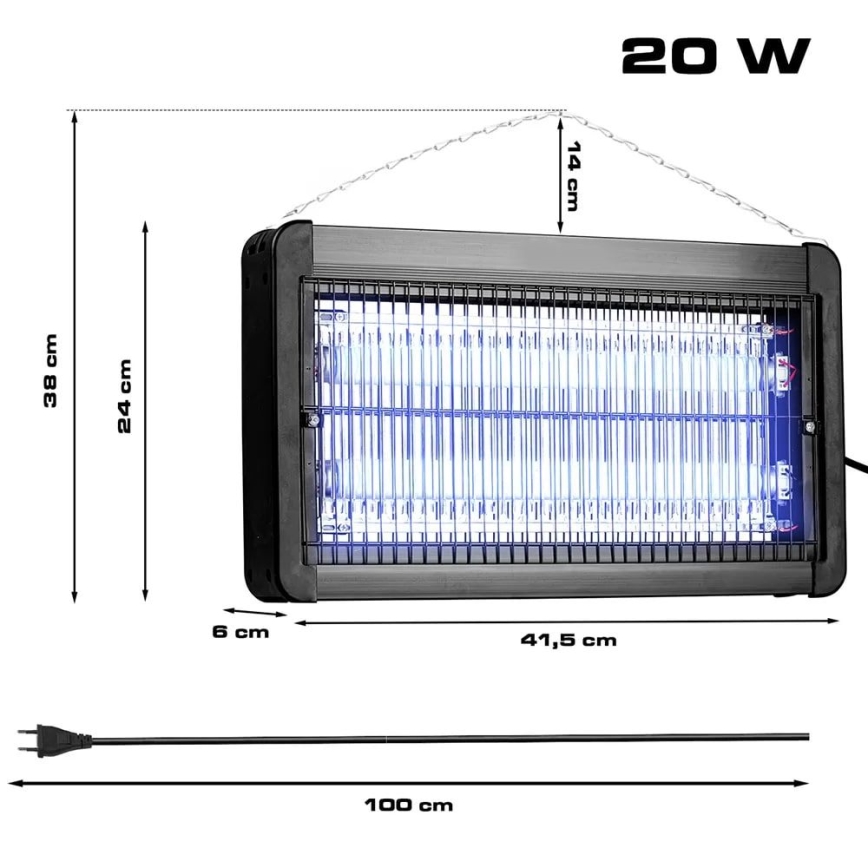 Električna zamka za insekte 2x10W/230V 100 m²