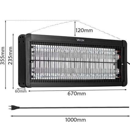 Električna zamka za insekte 2x20W/230V 180 m²