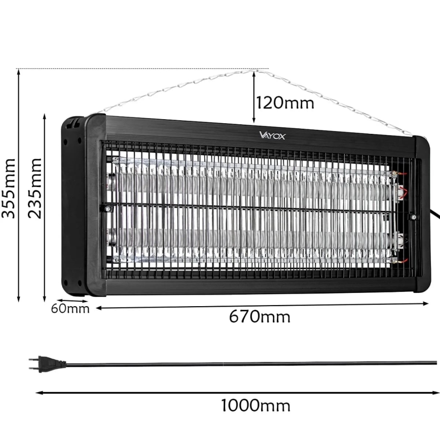 Električna zamka za insekte 2x20W/230V 180 m²