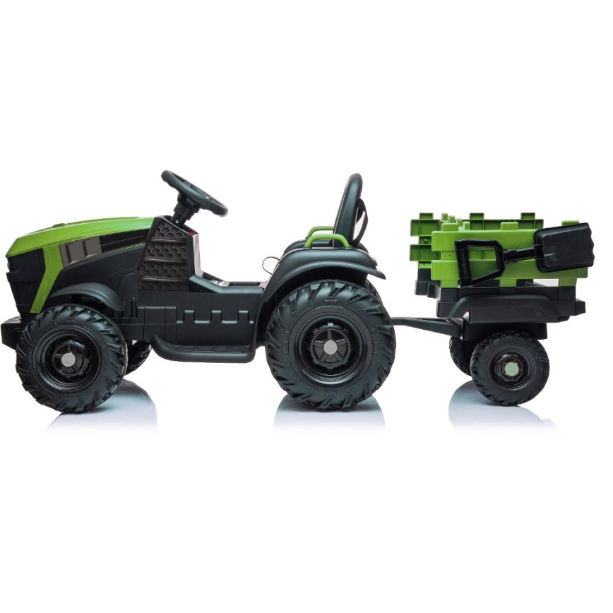 Električni traktor sa prikolicom 2x30W/7000 mAh crno/zelena + Daljinski upravljač