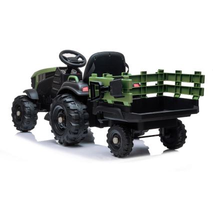 Električni traktor sa prikolicom 2x30W/7000 mAh crno/zelena + Daljinski upravljač