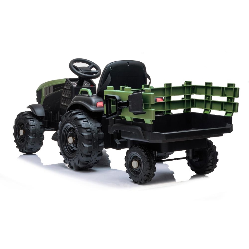 Električni traktor sa prikolicom 2x30W/7000 mAh crno/zelena + Daljinski upravljač