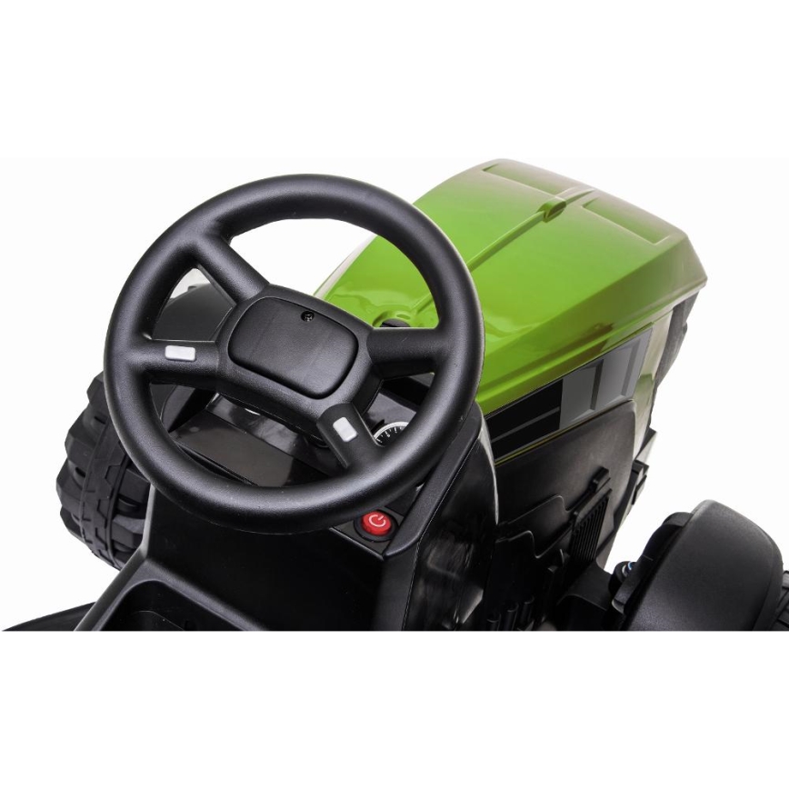 Električni traktor sa prikolicom 2x30W/7000 mAh crno/zelena + Daljinski upravljač