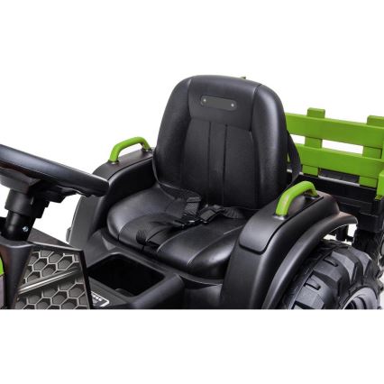 Električni traktor sa prikolicom 2x30W/7000 mAh crno/zelena + Daljinski upravljač