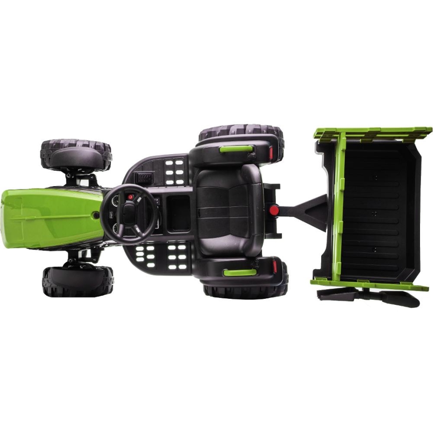 Električni traktor sa prikolicom 2x30W/7000 mAh crno/zelena + Daljinski upravljač