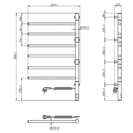 Električno okretno sušilo za peškire sa termostatom ARABESQUE 196W/230V 81,8 cm IP44 bela