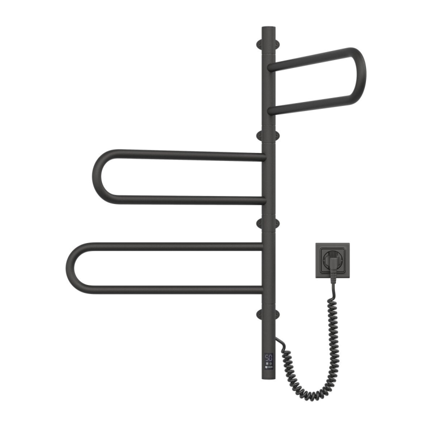 Električno okretno sušilo za peškire sa termostatom FOUETTE 185W/230V 81,8 cm IP44 crno