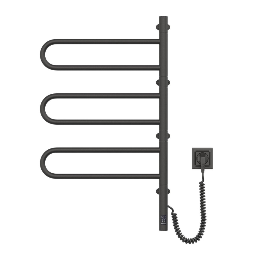 Električno okretno sušilo za peškire sa termostatom FOUETTE 185W/230V 81,8 cm IP44 crno