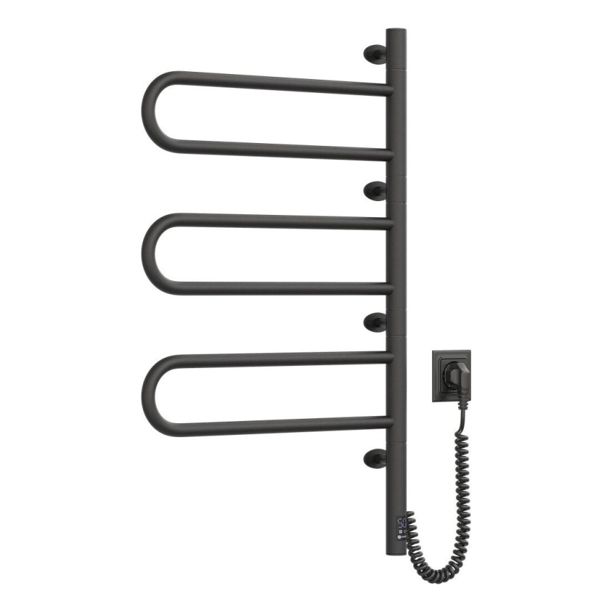 Električno okretno sušilo za peškire sa termostatom FOUETTE 185W/230V 81,8 cm IP44 crno