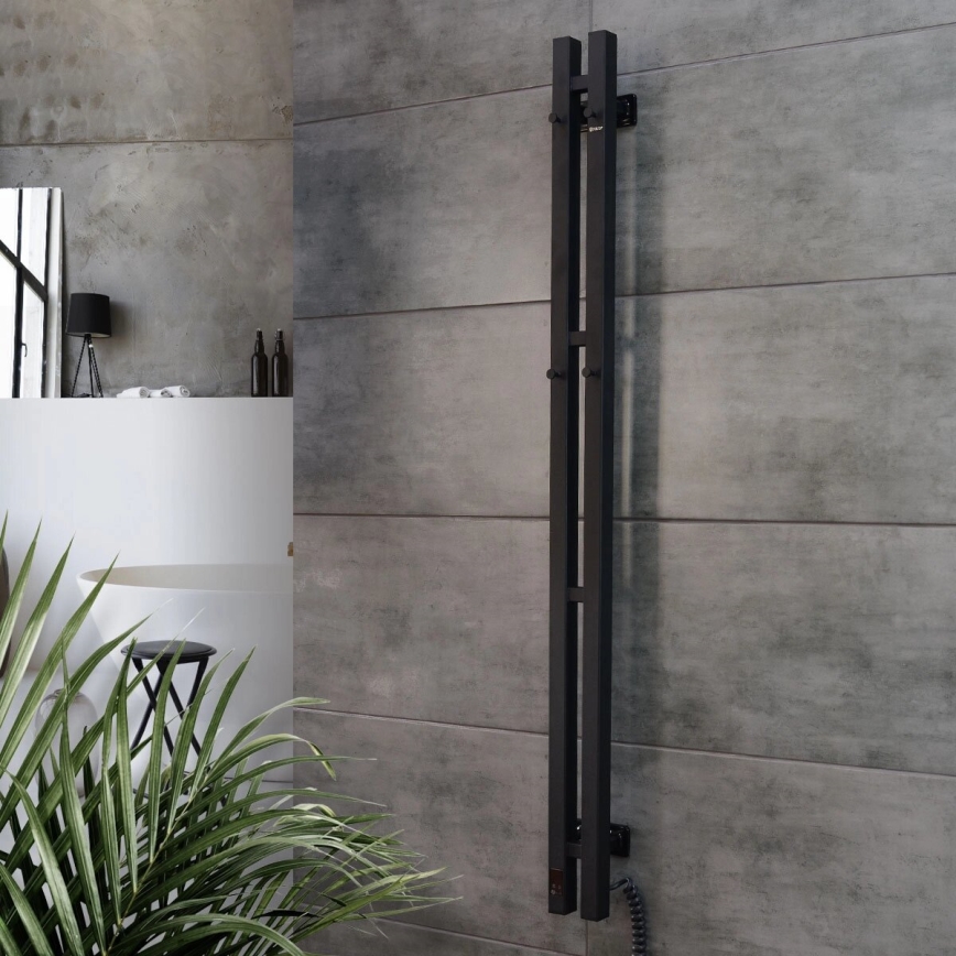 Električno sušilo za peškire sa termostatom SILOUETTE 187W/230V 120,6 cm IP44 crno desna uglast