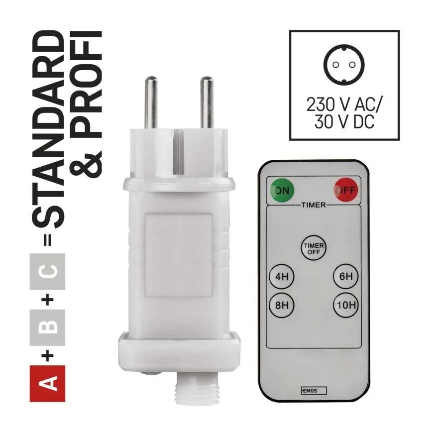 Izvor napajanja za povezive božićne lampice 230V IP44 + Daljinski upravljač