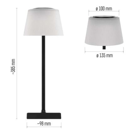 LED Prigušiva punjiva lampa KATIE LED/4W/10V 1800mAh IP44 CRI 90 crno