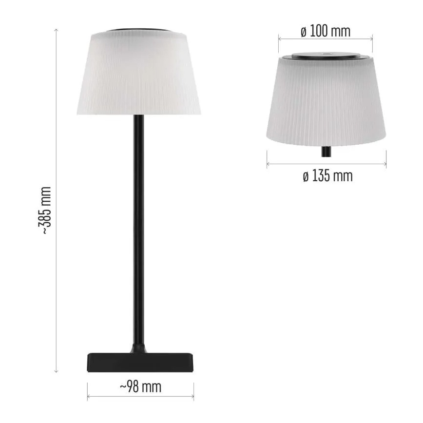 LED Prigušiva punjiva lampa KATIE LED/4W/10V 1800mAh IP44 CRI 90 crno