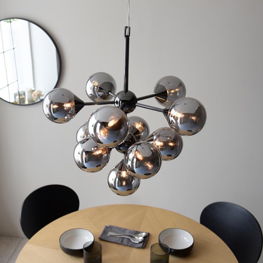 Endon 101147 - Luster na sajli OSCAR 11xG9/18W/230V crna/zadimljena
